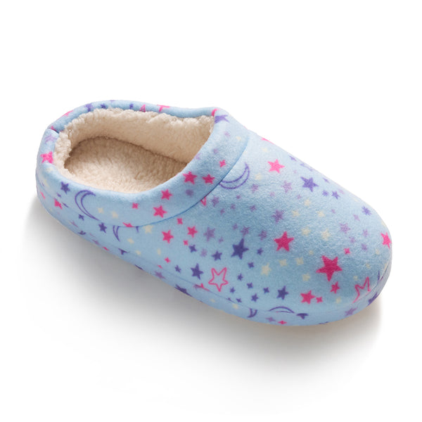 Cuddl Duds Girls Printed Stars Fleece Clog Slipper Shoes