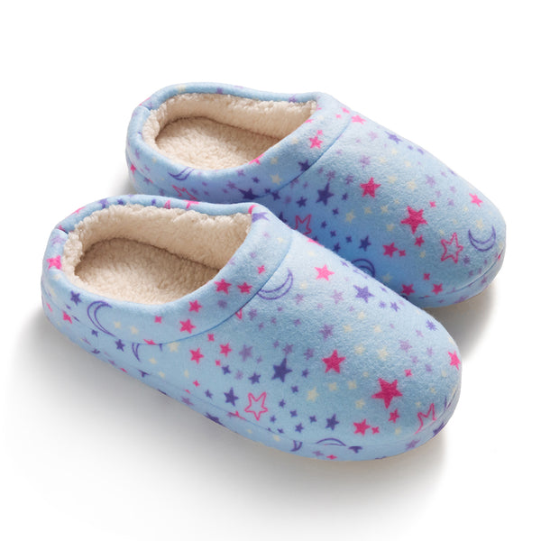 cuddl duds Girls Printed Stars Fleece Clog Slipper Shoes