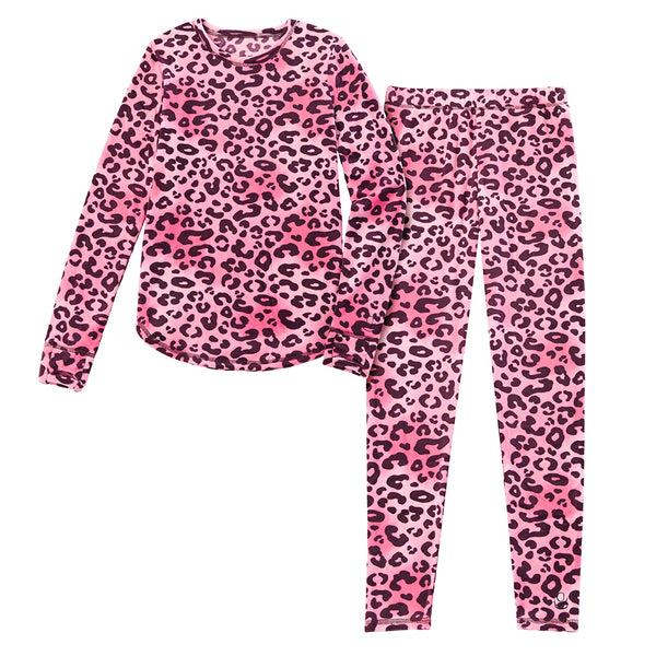 cuddl duds Girls Proplush Velour 2pc. Long Sleeve Crew & Pant Set Long Johns