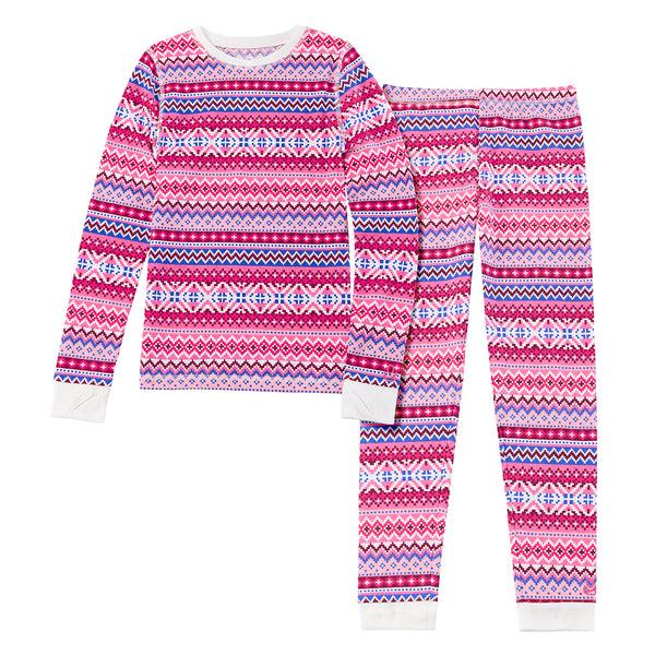 cuddl duds Girls Thermal 2 pc. Long Sleeve Crew & Pant Set Long Johns