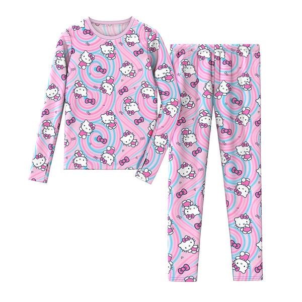 cuddl duds Hello Kitty Stretch Poly 2 pc. Long Sleeve Crew & Legging Set Long Johns