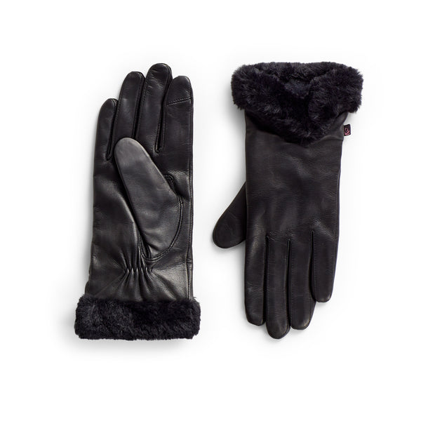 cuddl duds Leather Glove with Faux Fur Cuff Accessories