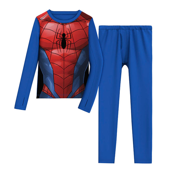 cuddl duds Marvel's Spiderman Boys Stretch Poly 2 pc. Long Sleeve Crew & Pant Set Long Johns