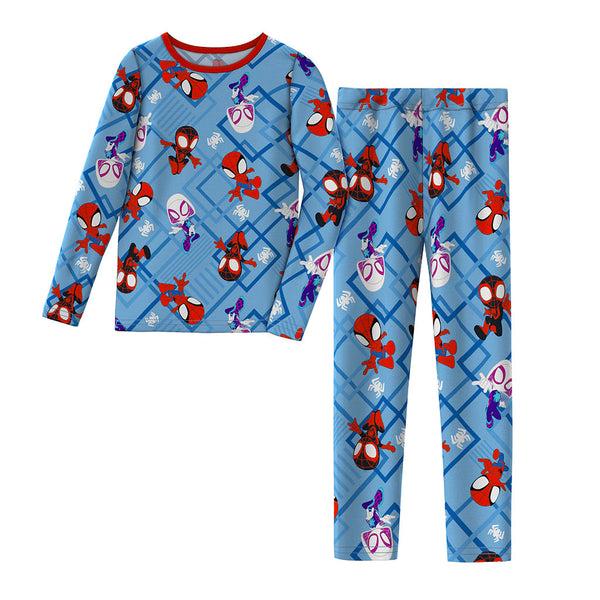 cuddl duds Marvel's Spiderman Toddler Boys Stretch Poly 2 pc. Long Sleeve Crew & Pant Set Kids