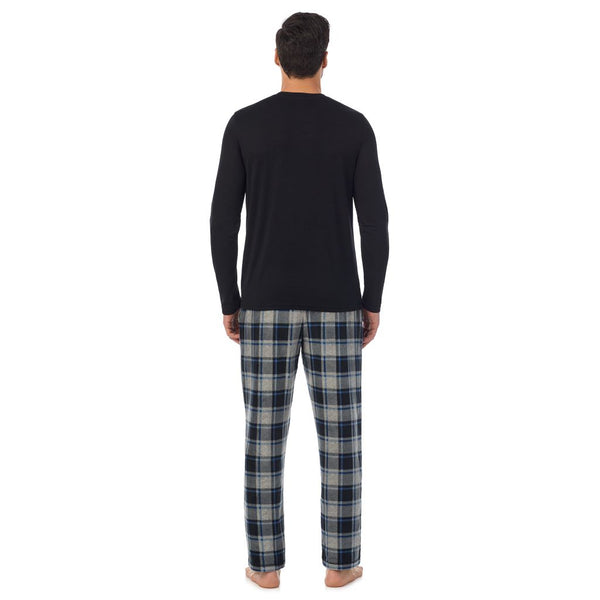 Cuddl Duds Mens Cabin Fleece Long Sleeve Crew And Pajama Pant 2-Pc Set Pajamas