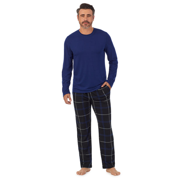 Cuddl Duds Mens Classic Long Sleeve Crew And Pajama Pant 2-pc Set Pajamas