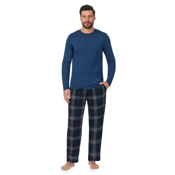 cuddl duds Mens Classic Long Sleeve Crew and Pajama Pant 2-pc Set Pajamas