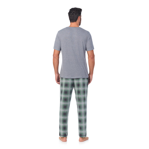 Cuddl Duds Mens Classic Short Sleeve Crew Neck Tee And Pajama Pant 2-pc Set Pajamas