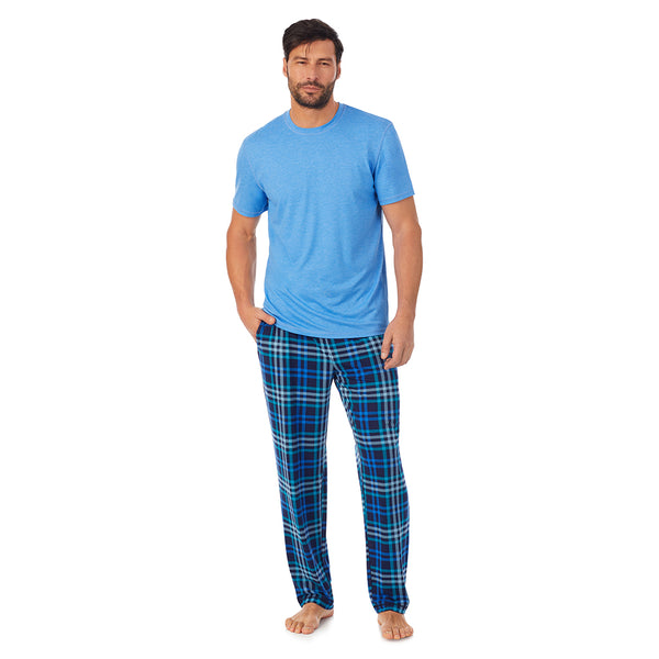 Cuddl Duds Mens Classic Short Sleeve Crew Neck Tee And Pajama Pant 2-pc Set Pajamas