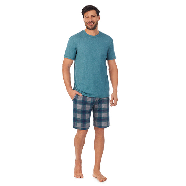 Cuddl Duds Mens Classic Short Sleeve Crew Neck Tee And Pajama Short 2-pc Set Pajamas