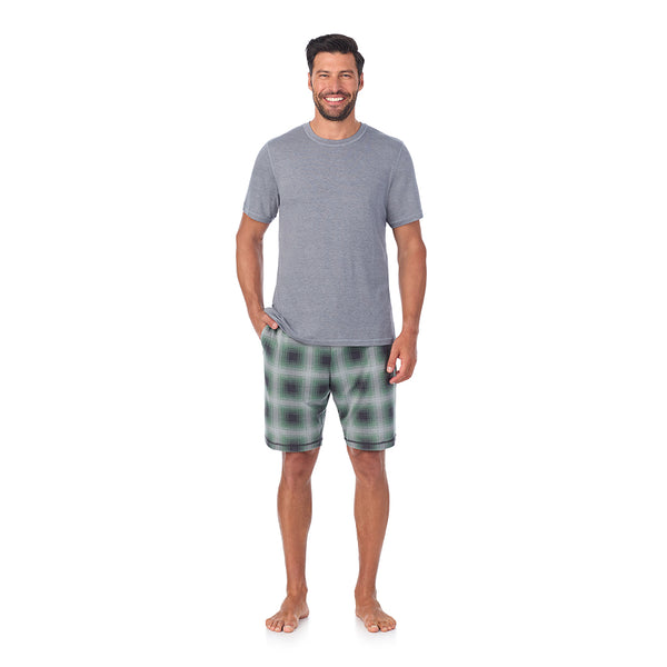 cuddl duds Mens Classic Short Sleeve Crew Neck Tee and Pajama Short 2-pc Set Pajamas