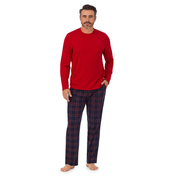 Cuddl Duds Mens Cozy Lodge Long Sleeve Crew And Pajama Pant 2-pc Set Pajamas
