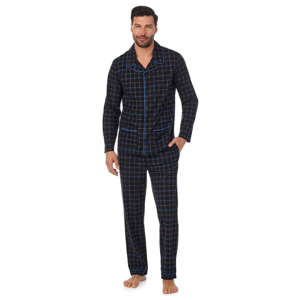 cuddl duds Mens Cozy Lodge Notch Pajama 2-Pc Set Pajamas
