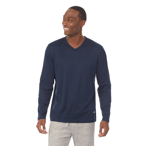 Cuddl Duds Mens Far-Infrared Enhance Sleep Long Sleeve V-Neck Top Men