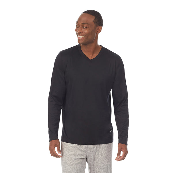 cuddl duds Mens Far-Infrared Enhance Sleep Long Sleeve V-Neck Top Men