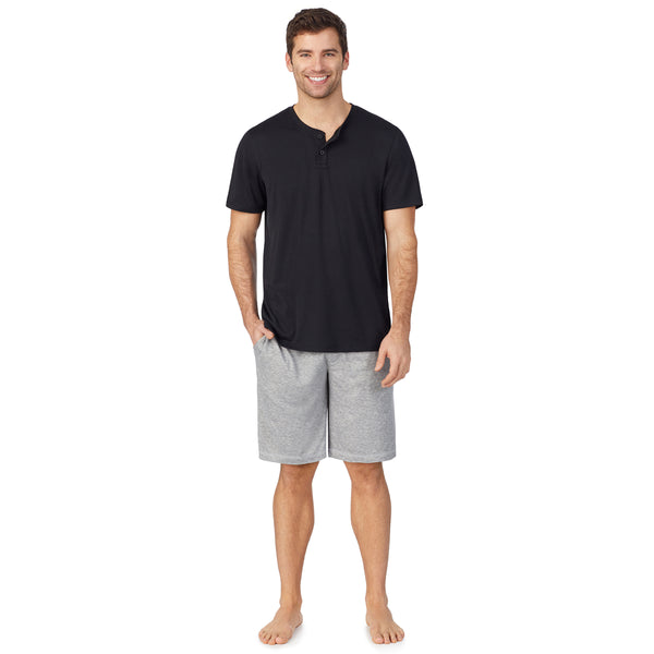 Cuddl Duds Mens Far-Infrared Enhance Sleep Short Sleeve Henley Top Men