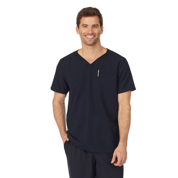 Cuddl Duds Mens Scrub V-Neck Top With Chest Pocket Mens