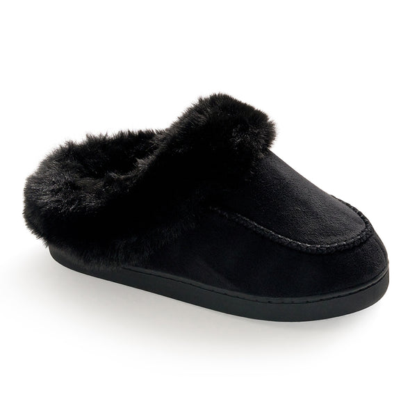 Cuddl Duds Microsuede With Moccasin-Stitch Clog Slipper