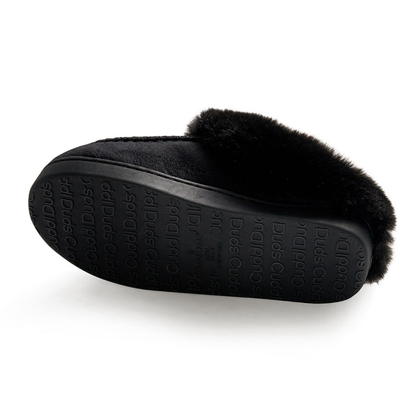 Cuddl Duds Microsuede With Moccasin-Stitch Clog Slipper