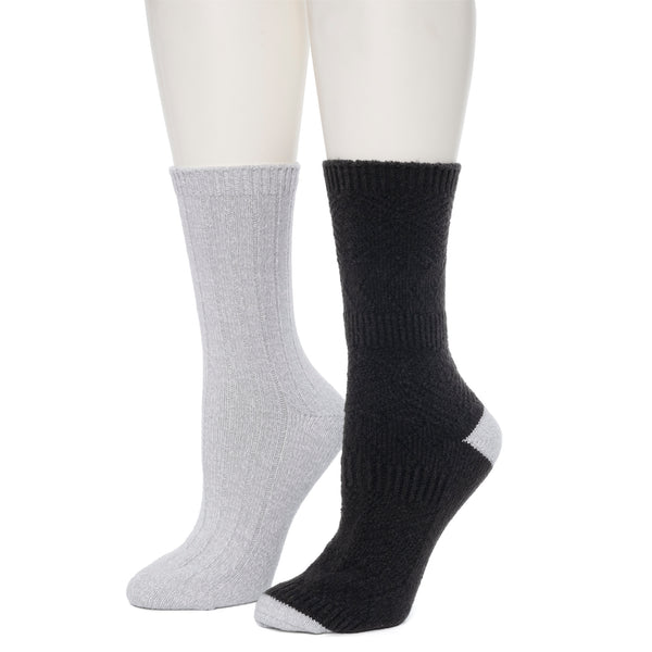 Cuddl Duds Mixed Texture /Twist Rib Crew Sock 2 Pack Socks