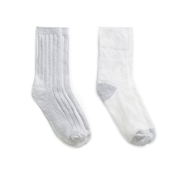 Cuddl Duds Mixed Texture /Twist Rib Crew Sock 2 Pack Socks