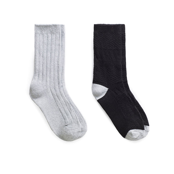 cuddl duds Mixed Texture /Twist Rib Crew Sock 2 Pack Socks