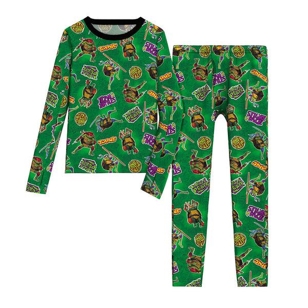 cuddl duds Nickelodeon's Teenage Mutant Ninja Turtles Boys Stretch Poly 2 pc. Long Sleeve Crew & Pant Set Long Johns