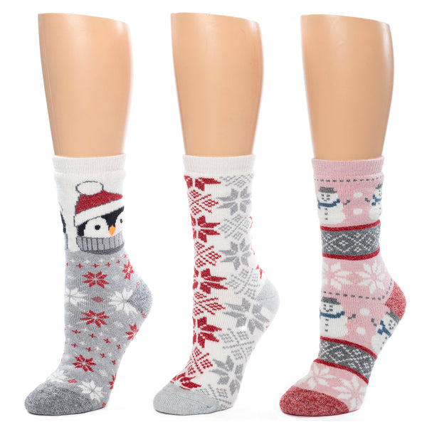 Cuddl Duds Penguin Brushed Lounge Sock 3 Pack Socks