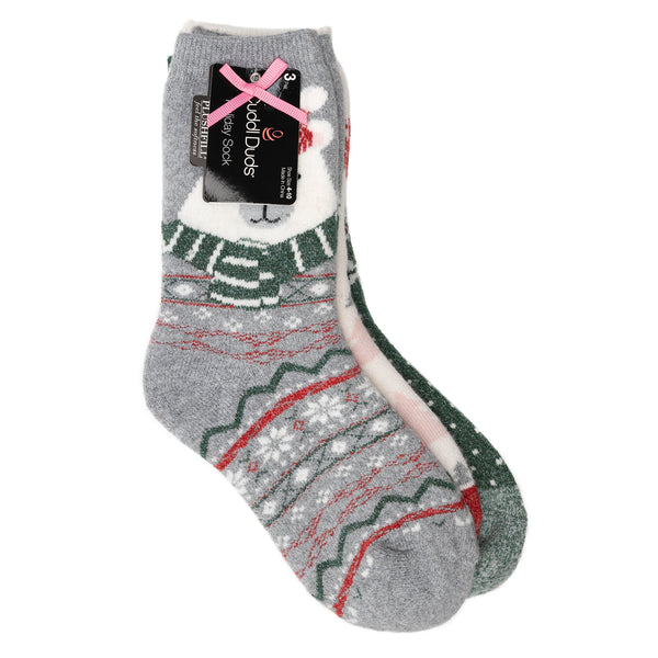Cuddl Duds Polar Bear Brushed Lounge Sock 3 Pack Socks