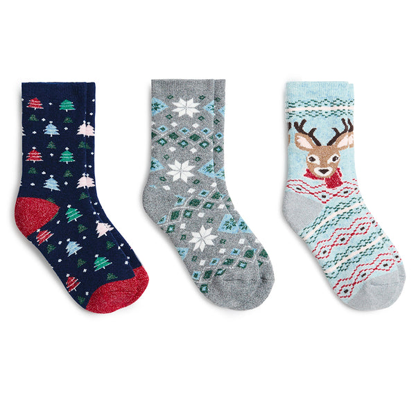 Cuddl Duds Reindeer Brushed Lounge Sock 3 Pack Socks