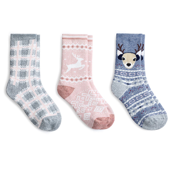 cuddl duds Reindeer Brushed Lounge Sock 3 Pack Socks