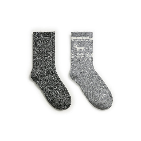 cuddl duds Scallop Edge Snowflake Reindeer Crew Sock 2-Pack Socks