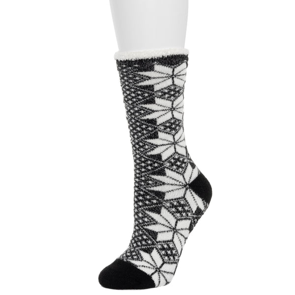 Cuddl Duds Snowflake Cozy Lined Lounge Crew Sock Socks
