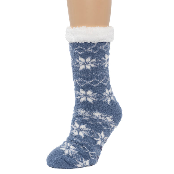 Cuddl Duds Snowflake Faux Shearling Lined Lounge Crew Sock Socks