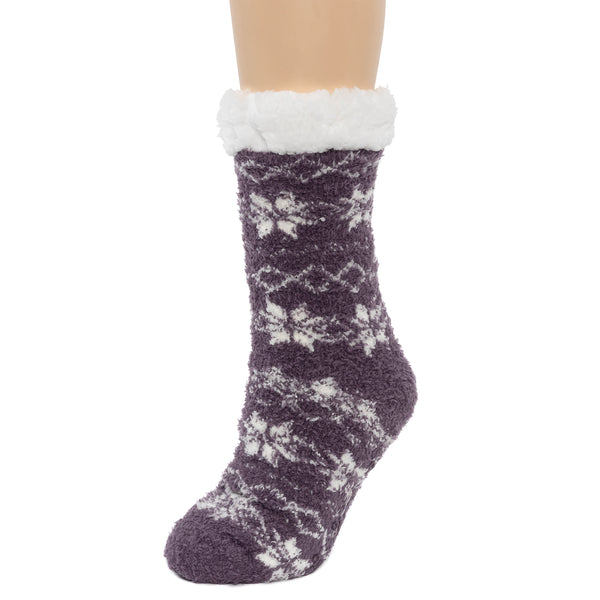 Cuddl Duds Snowflake Faux Shearling Lined Lounge Crew Sock Socks
