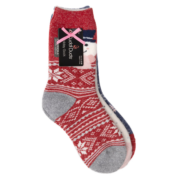Cuddl Duds Snowman Brushed Lounge Sock 3 Pack Socks