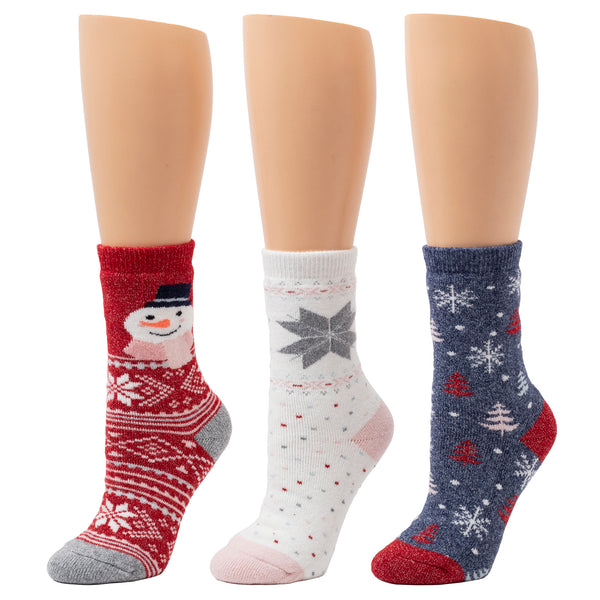 Cuddl Duds Snowman Brushed Lounge Sock 3 Pack Socks