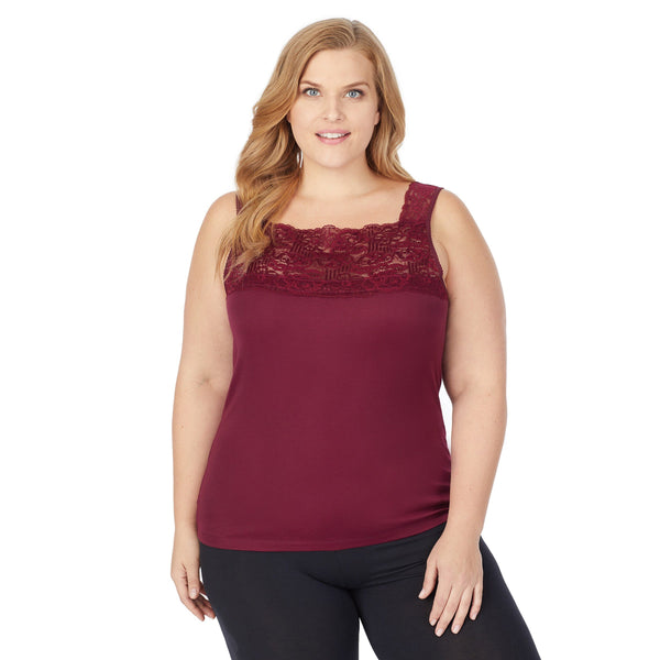 Cuddl Duds SofTech Stretch Lace Detail Cami PLUS WOMEN
