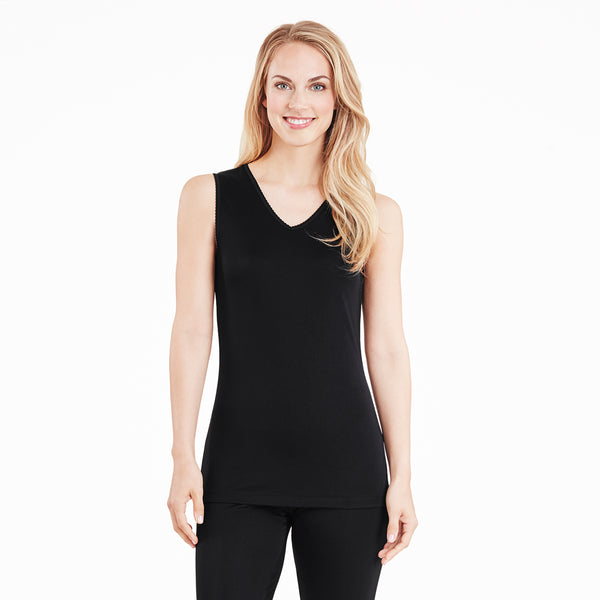 cuddl duds Softwear Lace Edge V-Neck Tank Shirts u0026 Tops