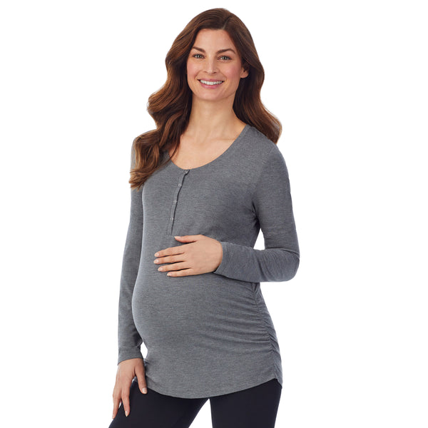 Cuddl Duds Softwear With Stretch Maternity Snap Front Henley Top Shirts U0026 Tops