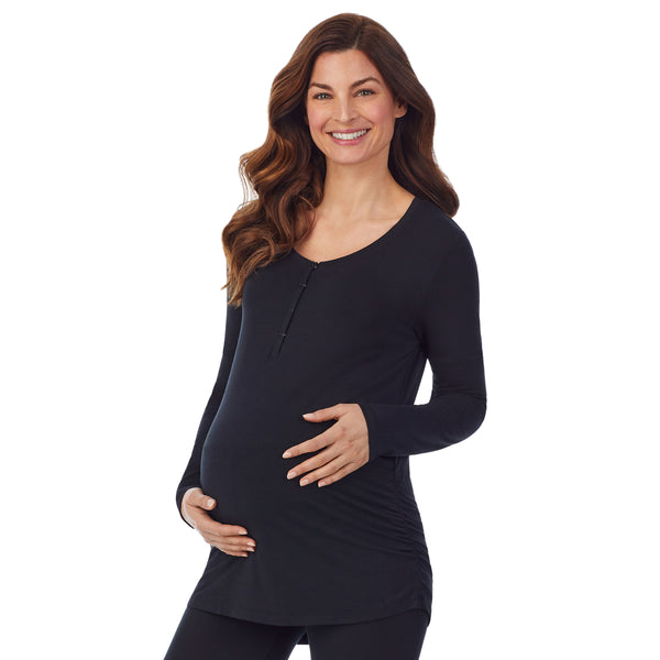 cuddl duds Softwear with Stretch Maternity Snap Front Henley Top Shirts u0026 Tops