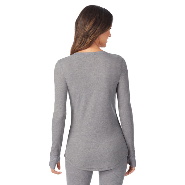 Cuddl Duds Stretch Thermal Long Sleeve Split V-Neck Shirts U0026 Tops