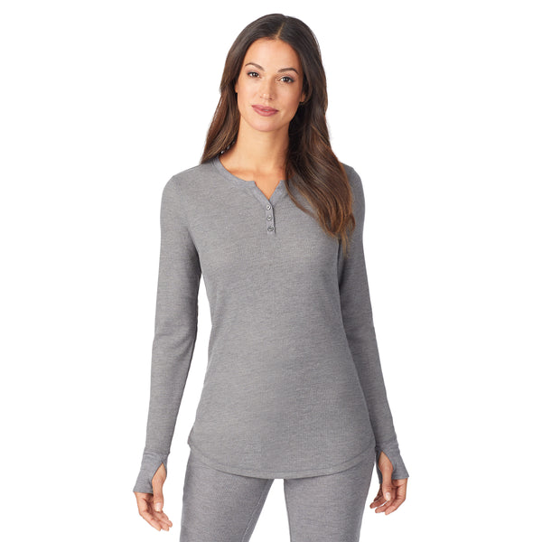 cuddl duds Stretch Thermal Long Sleeve Split V-Neck Shirts u0026 Tops