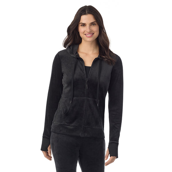 cuddl duds Stretch Velour Full Zip Hoodie Shirts u0026 Tops