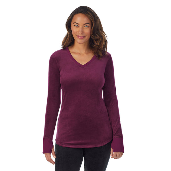 Cuddl Duds Stretch Velour Long Sleeve V-Neck Shirts U0026 Tops