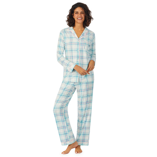 cuddl duds Sueded Poly Spandex Long Sleeve Notch 2-Pc Pajama Set Pajamas