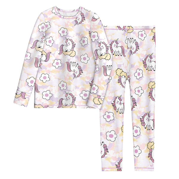 Cuddl Duds Toddler Girls Comfortech Stretch Poly 2 Pc. Crew Set Baby U0026 Toddler Clothing