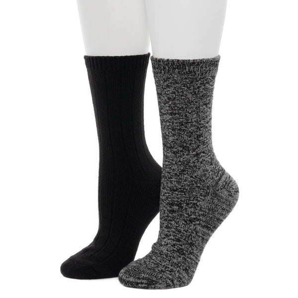 Cuddl Duds Tonal Spacedye Chevron Texture/Wide Rib Crew Sock 2-Pack Socks
