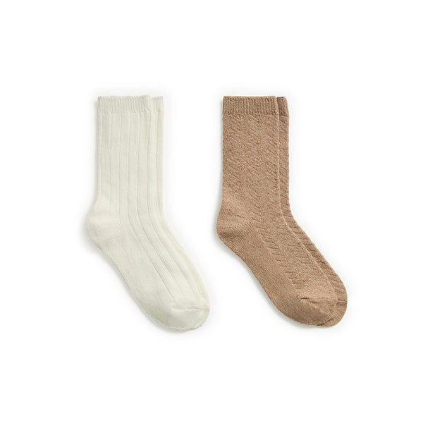 Cuddl Duds Tonal Spacedye Chevron Texture/Wide Rib Crew Sock 2-Pack Socks