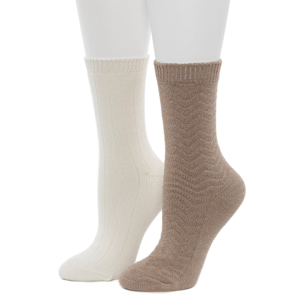 Cuddl Duds Tonal Spacedye Chevron Texture/Wide Rib Crew Sock 2-Pack Socks
